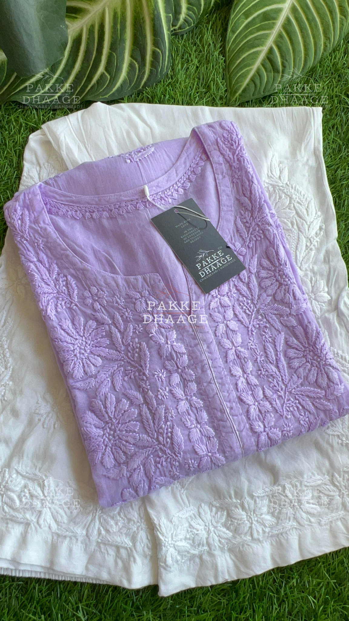 Fida Pure Mulmul Kurta - Pastel Lilac