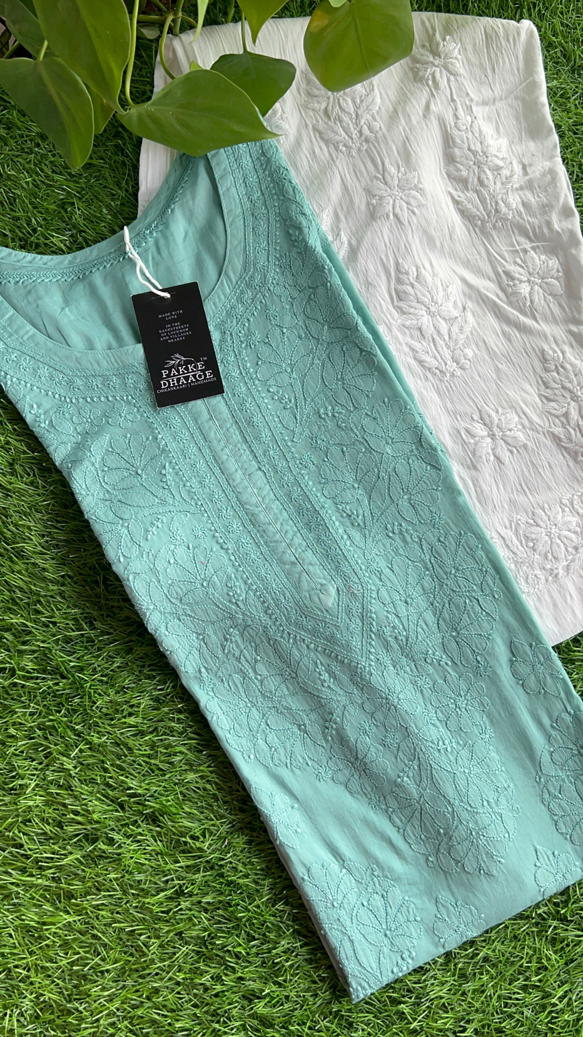 Zarah Pure Mulmul Chikankari Kurta - Sea Green