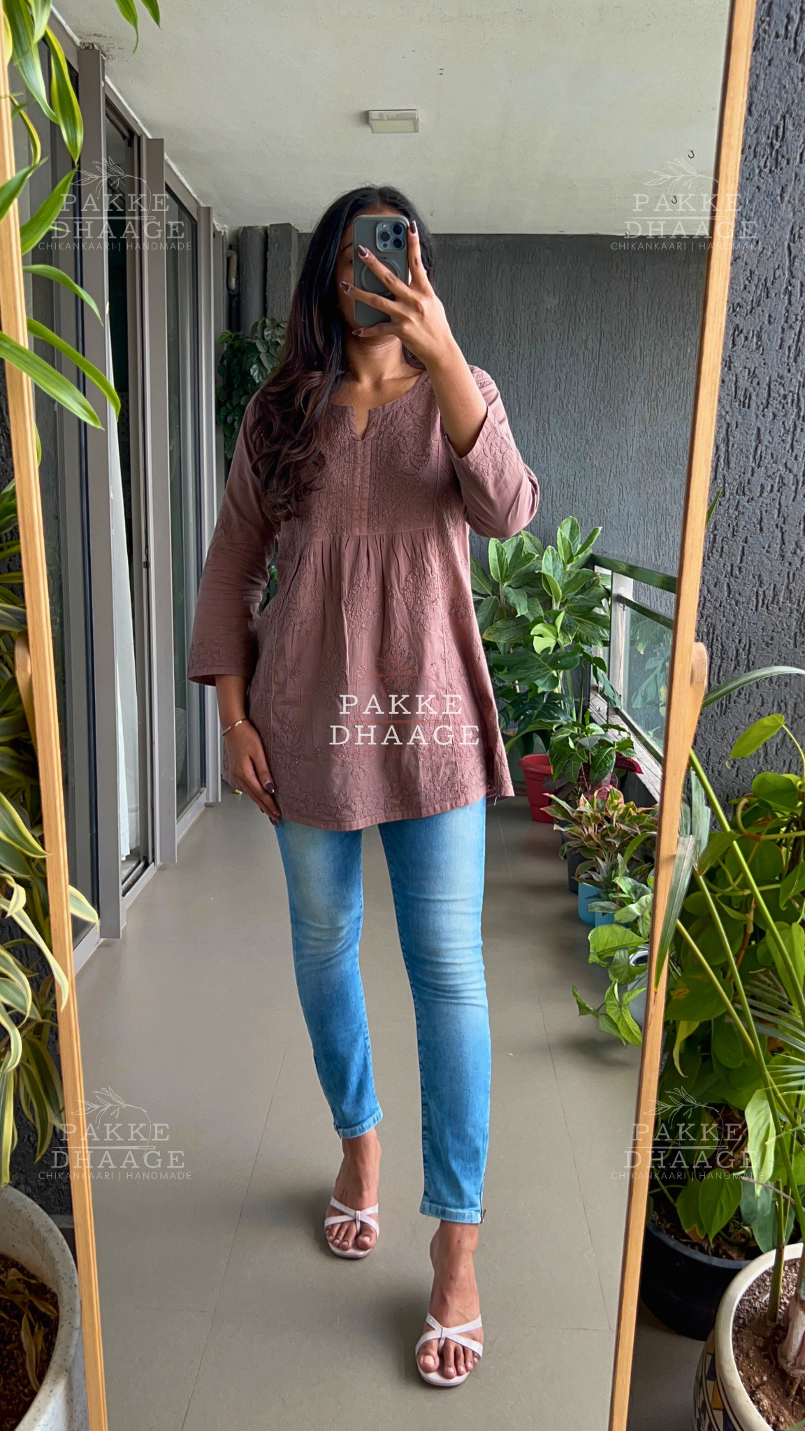 Arzoo Pure Mulmul Short Kurti - Cocoa Brown