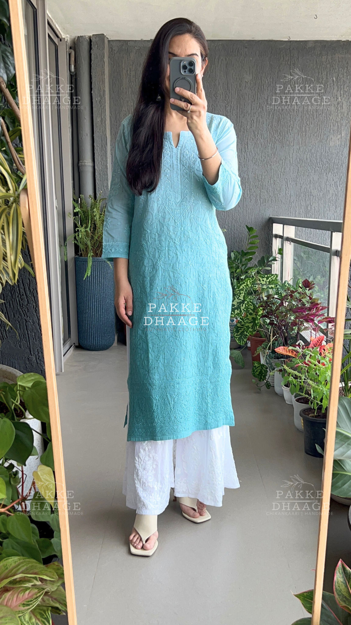 Muskaan Pure Mulmul Cotton Kurta Ombre Princess Blue