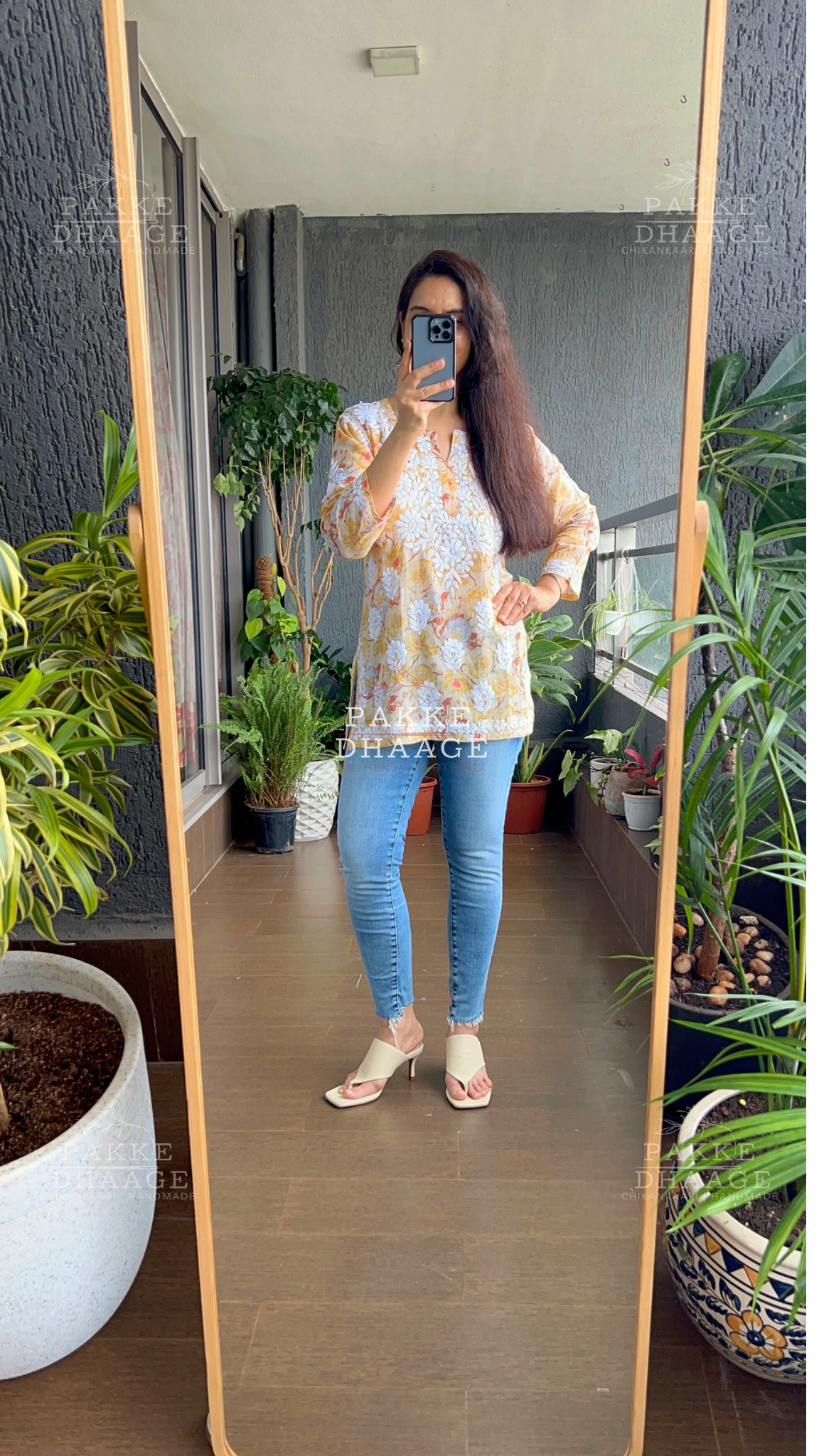 Myra Pure Mulmul Short Kurti Crystal Blue