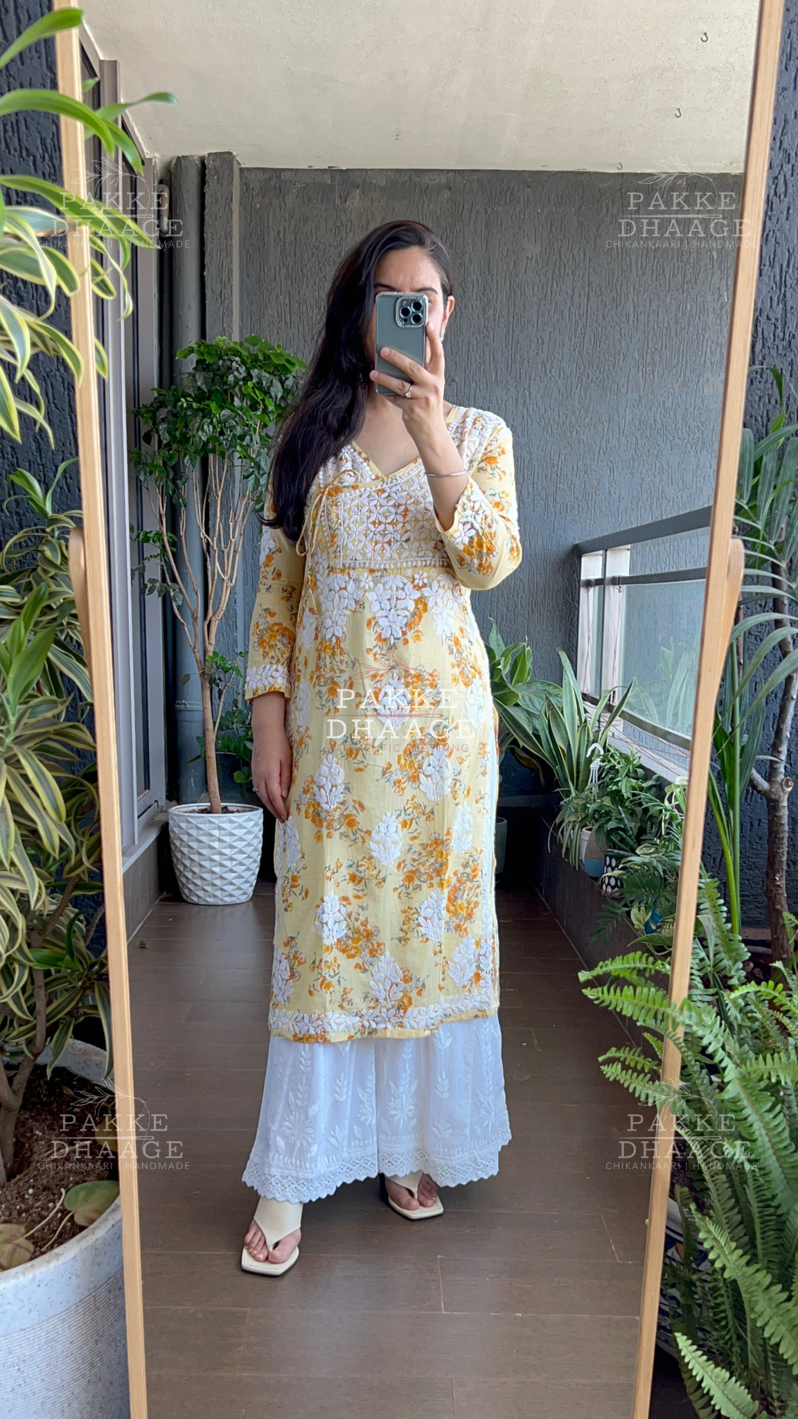 Heena Printed Mulmul Kurta - Pastel Yellow
