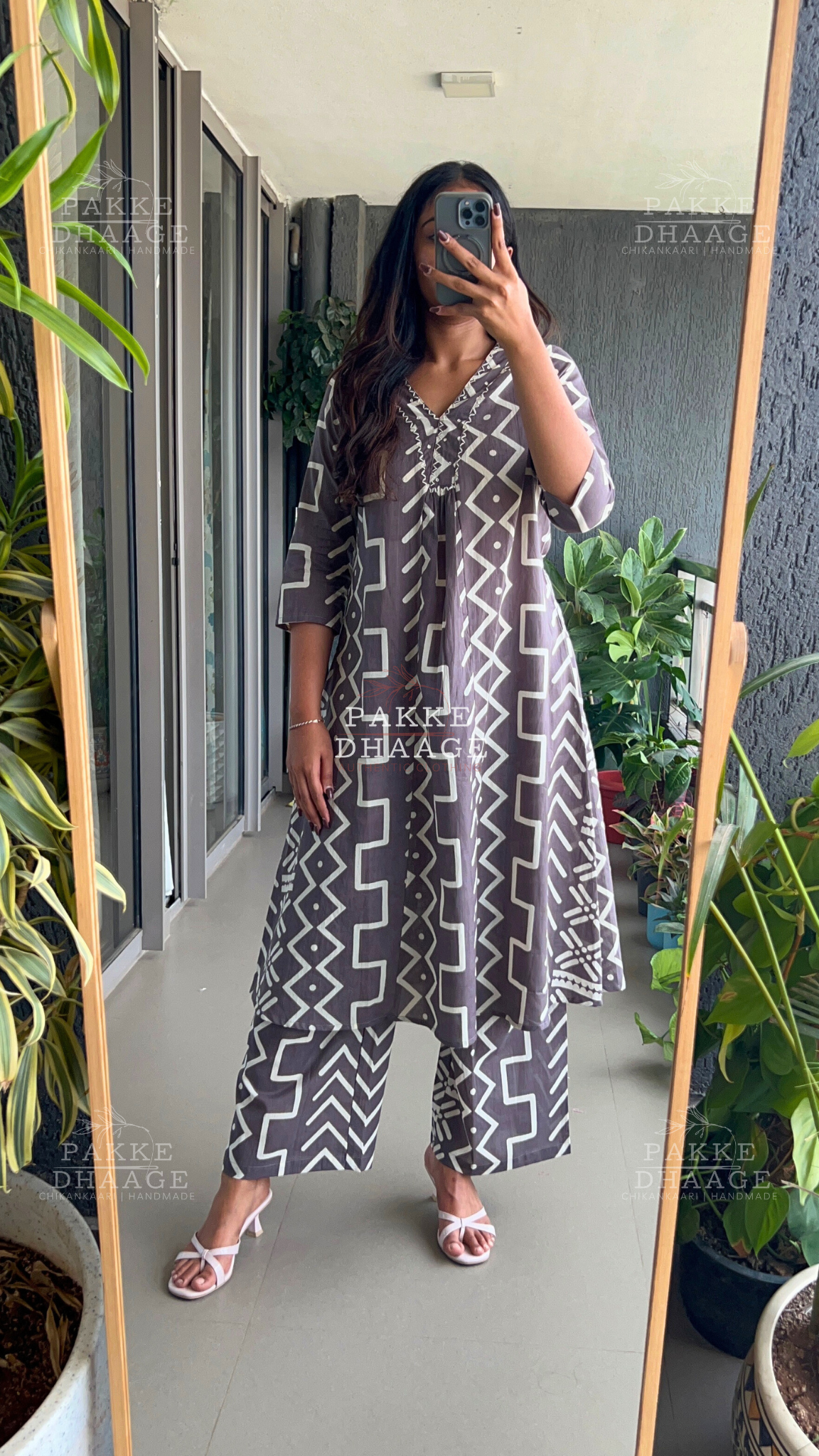 Chocolate Plum Pure Cotton Kurta Palazzo set
