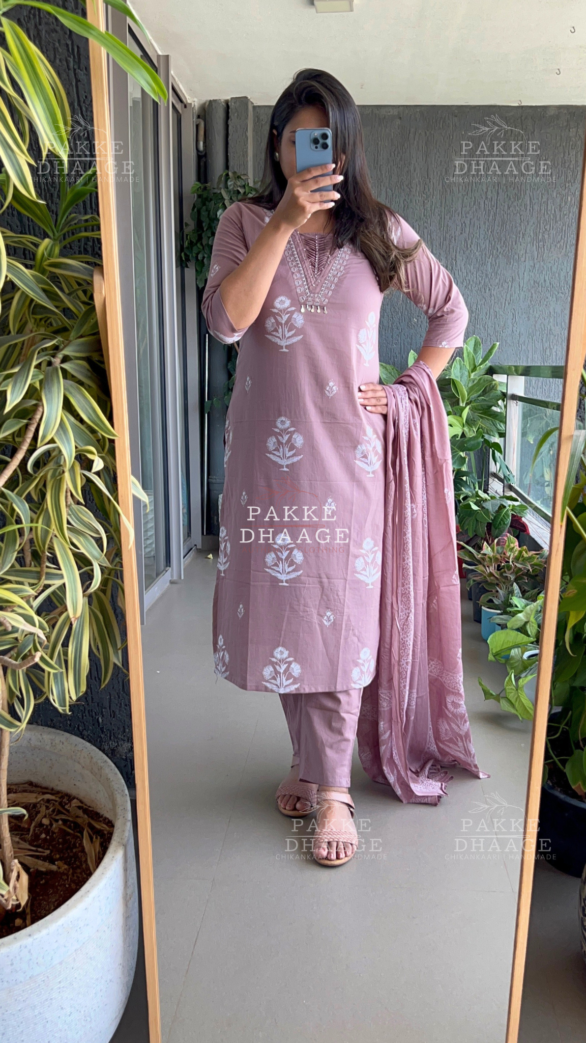 Muted Mauve Pure Cotton Suit Set