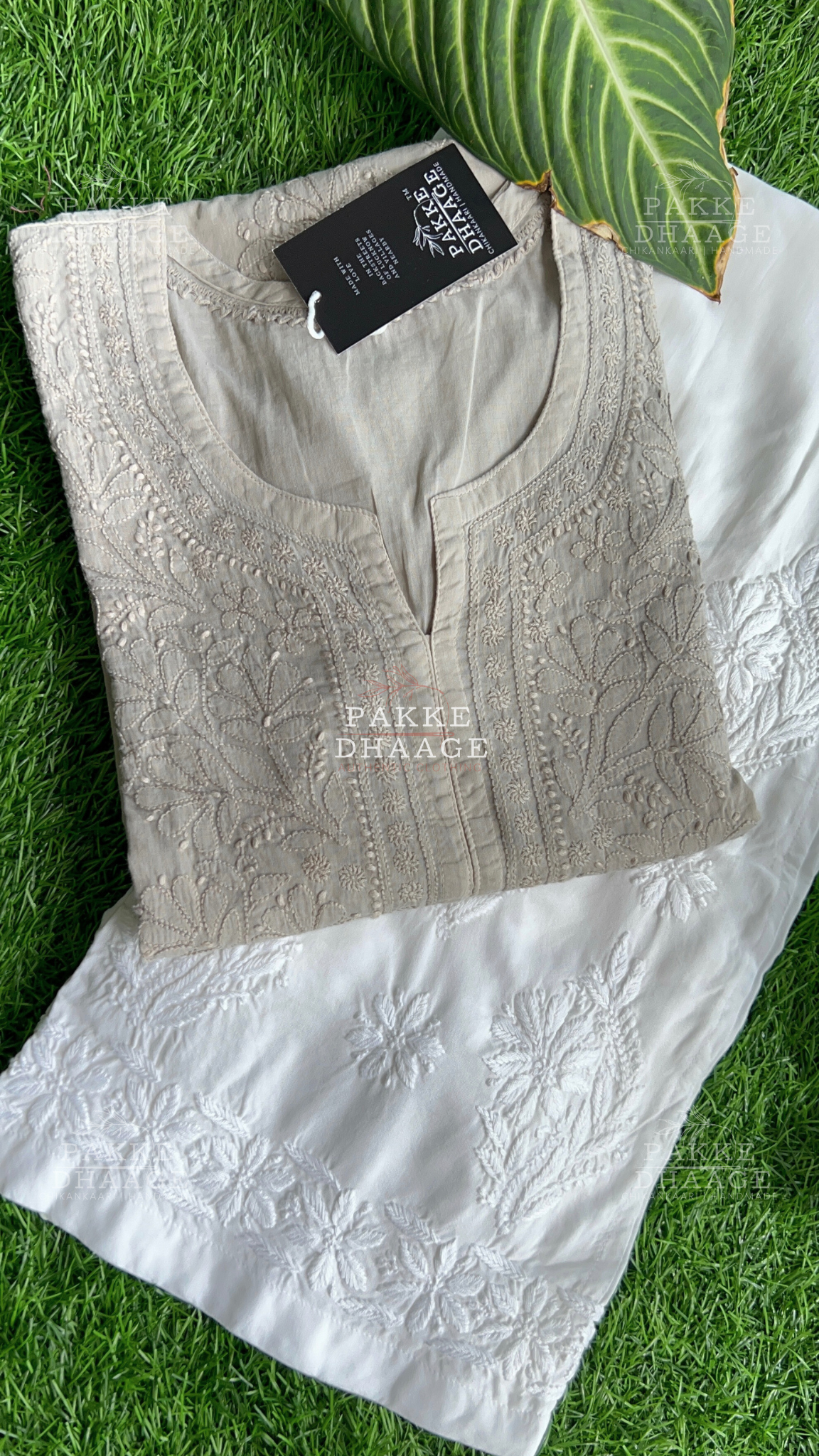 Zarah Pure Mulmul Chikankari Kurta - Grey
