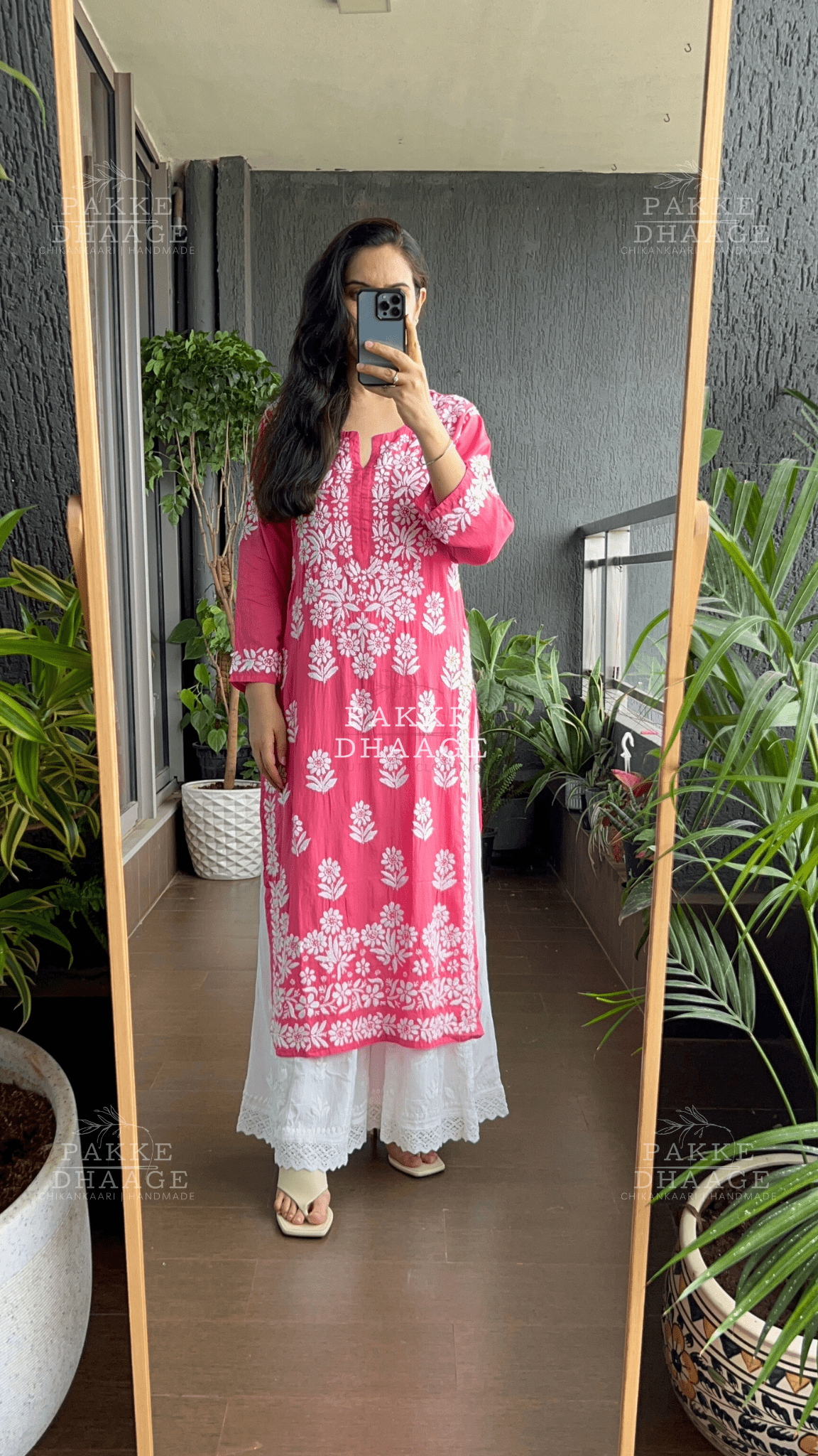 Aaliya Pure Modal Kurta - Pink Punch Pakke Dhaage