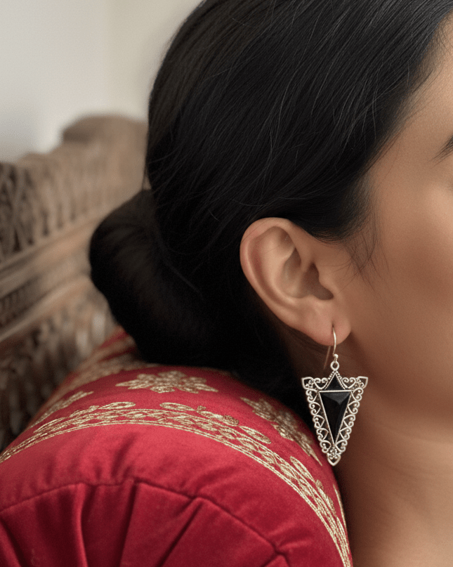 black arrowhead earrings