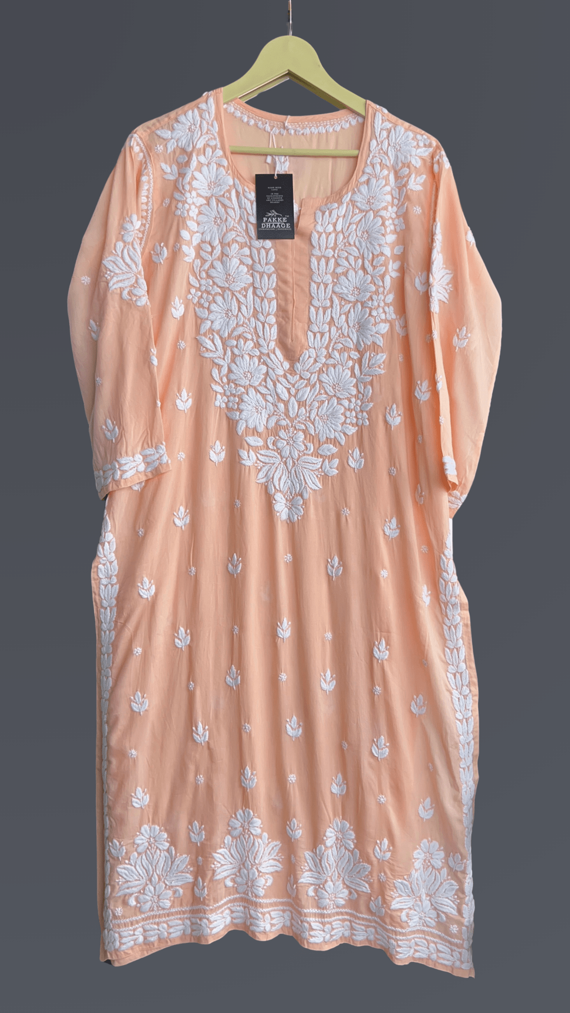 Ayesha Chikankari Pure Modal Kurtis Pastel Peach
