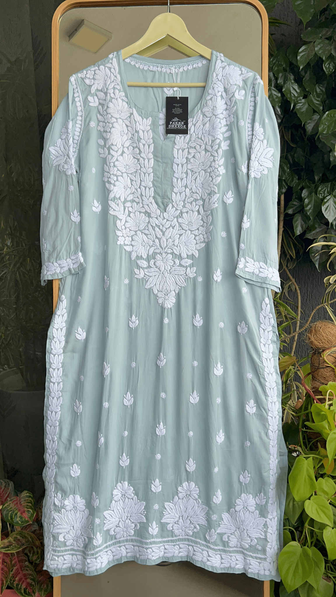 Ayesha Chikankari Pure Modal Kurtis Soft Ocean Blue