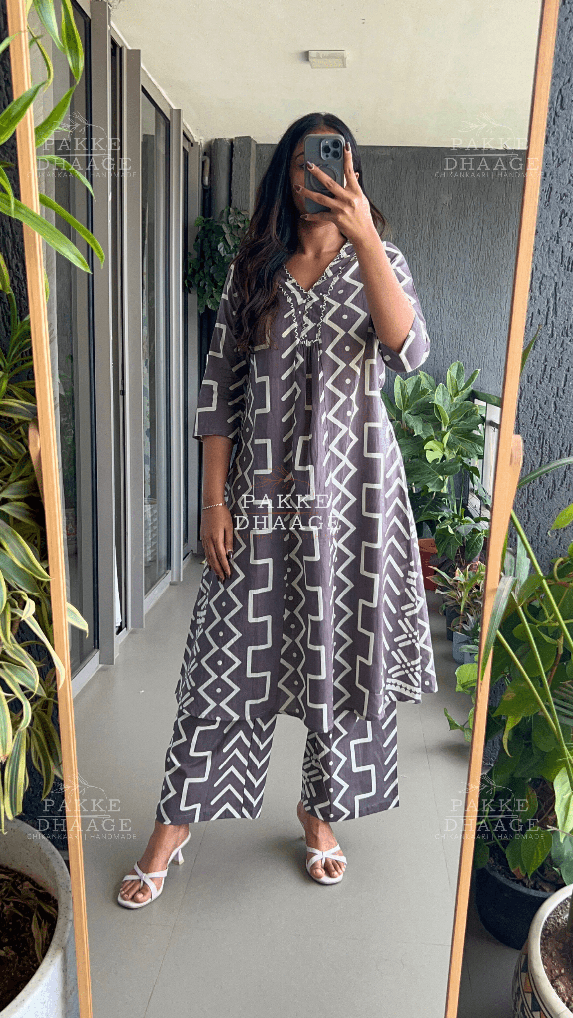 Chocolate Plum Pure Cotton Kurta Palazzo set