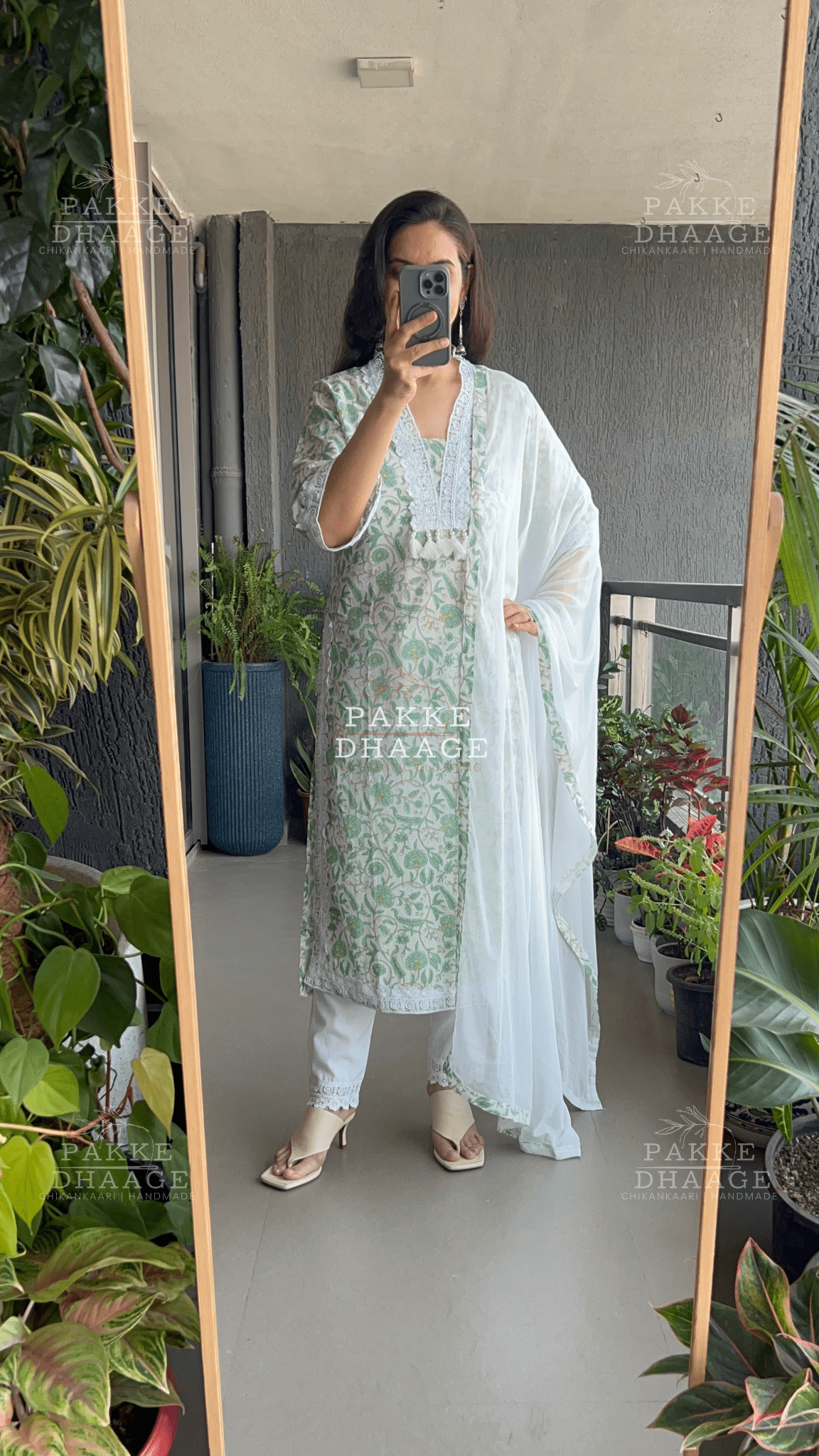 Floral Grace Jaipuri Suit Set - Pistachio Green