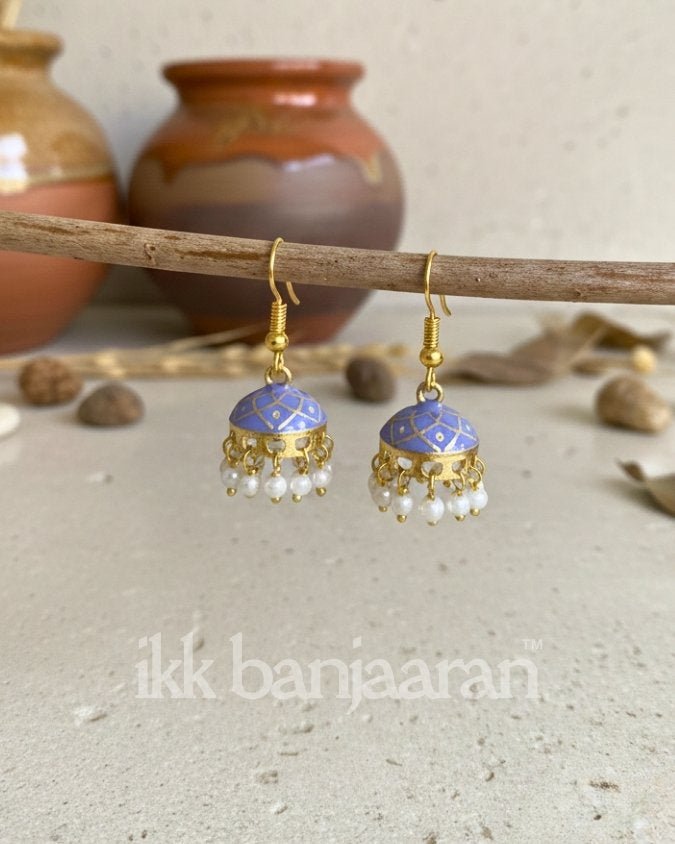 Handpainted Meenakari Jhumkas Lilac