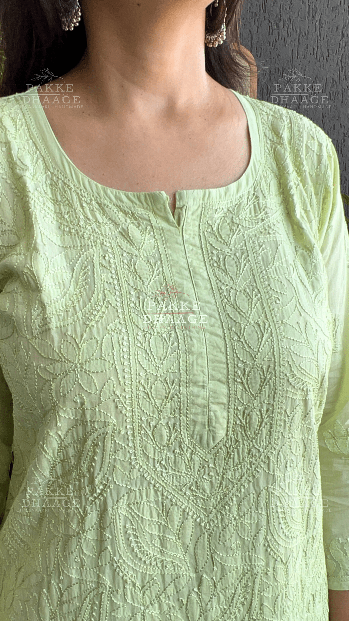 Inayat Resham Dhaaga Mulmul Kurta & Kurta Sets - Paradise Green