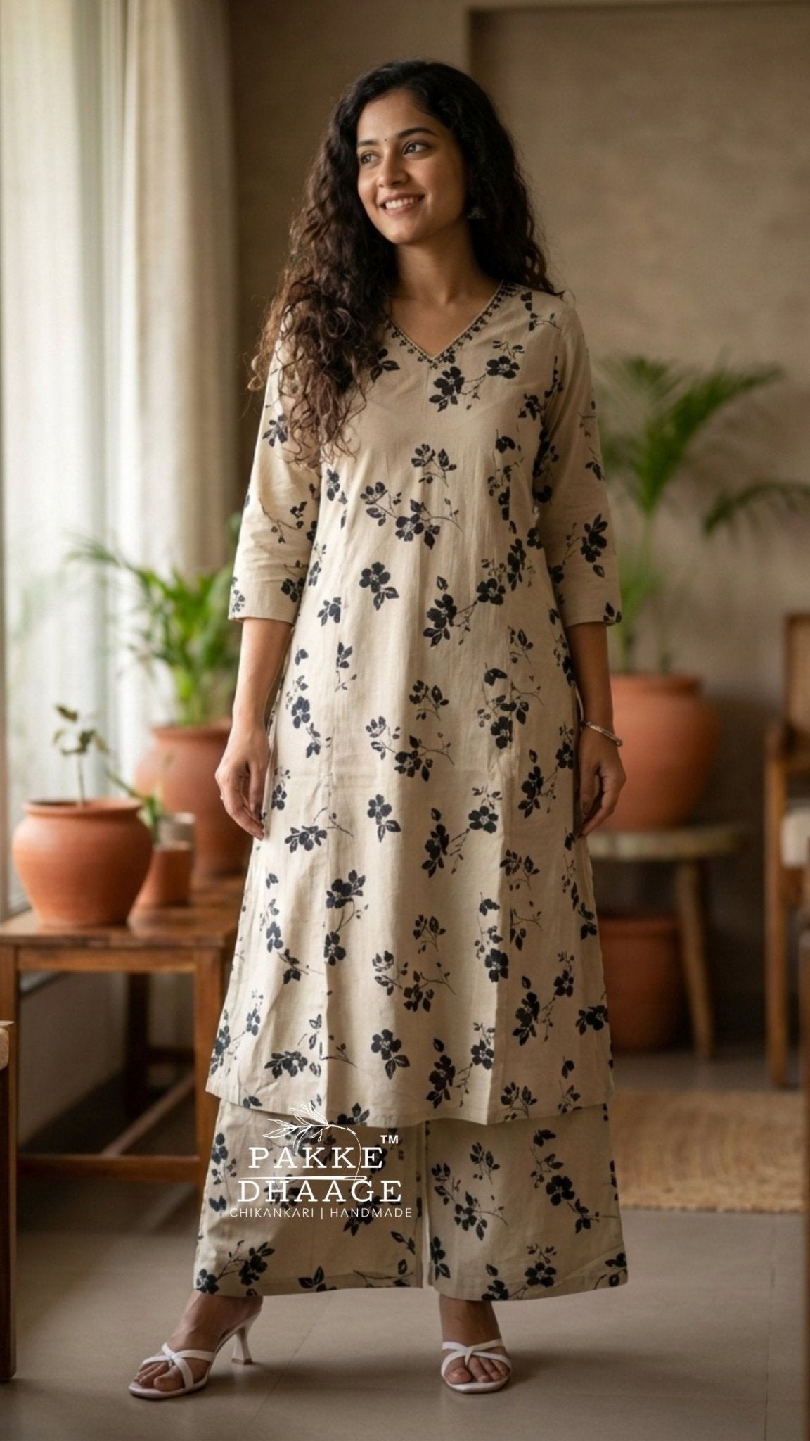 Ivory Ink Bloom Pure Cotton Co-ord Set