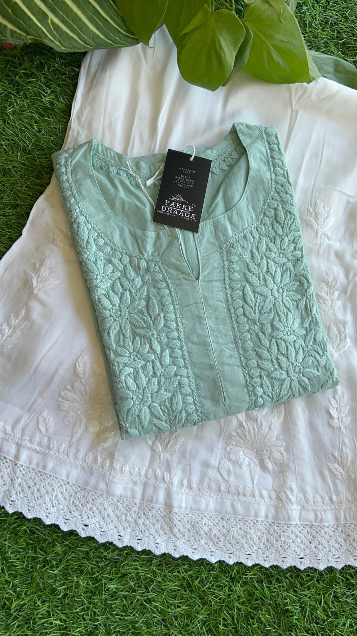 Khwaab Cotton Chikankari Kurtas - Aqua