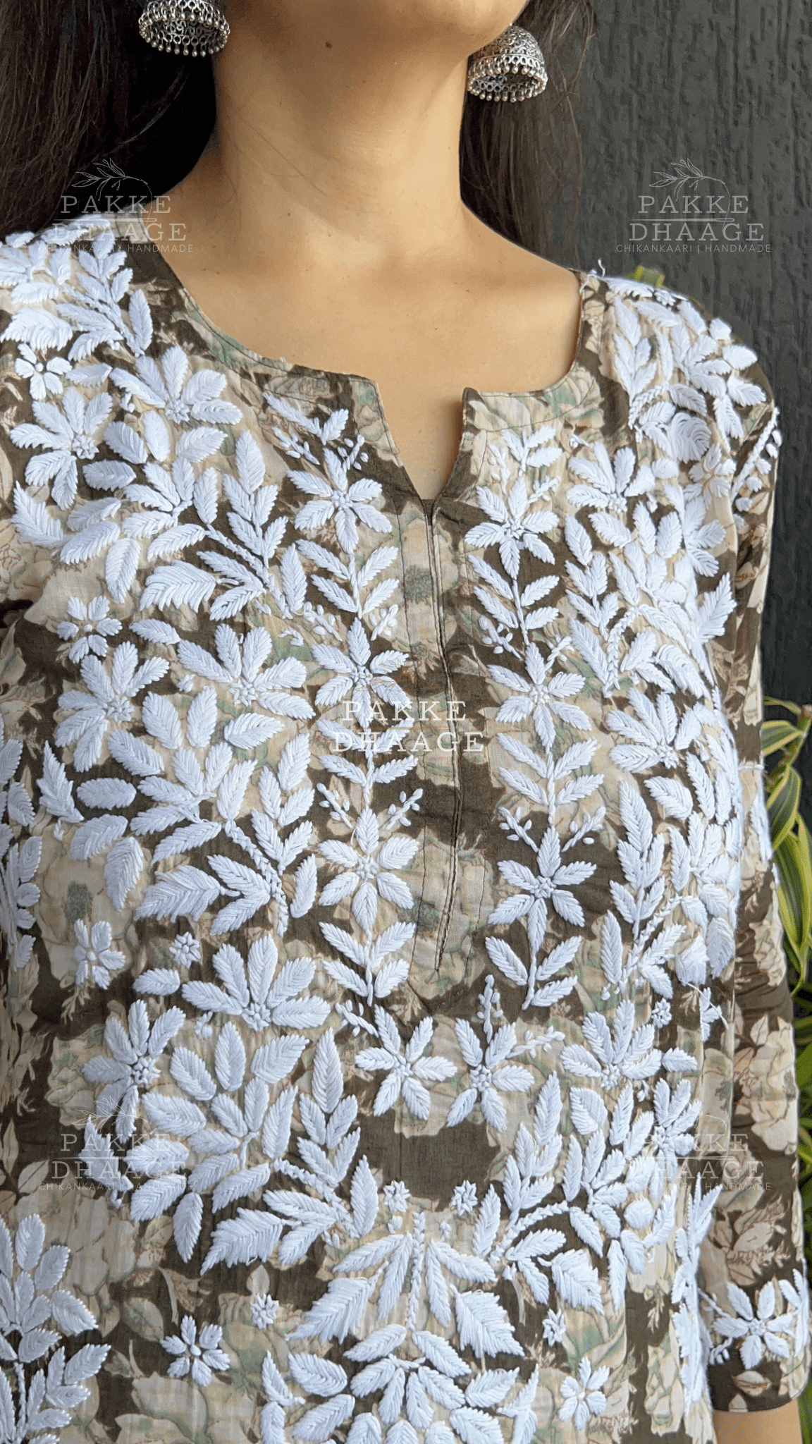 Maira Printed Mulmul Kurta - Olive Green