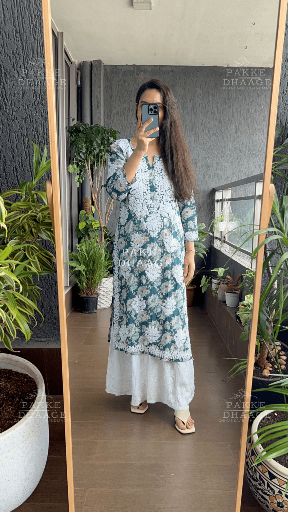 Maira Printed Mulmul Kurta - Turquoise