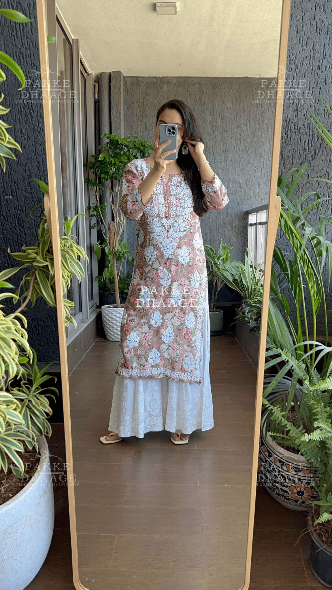 Naaz Pure Muslin Silk Kurta - Almond Brown