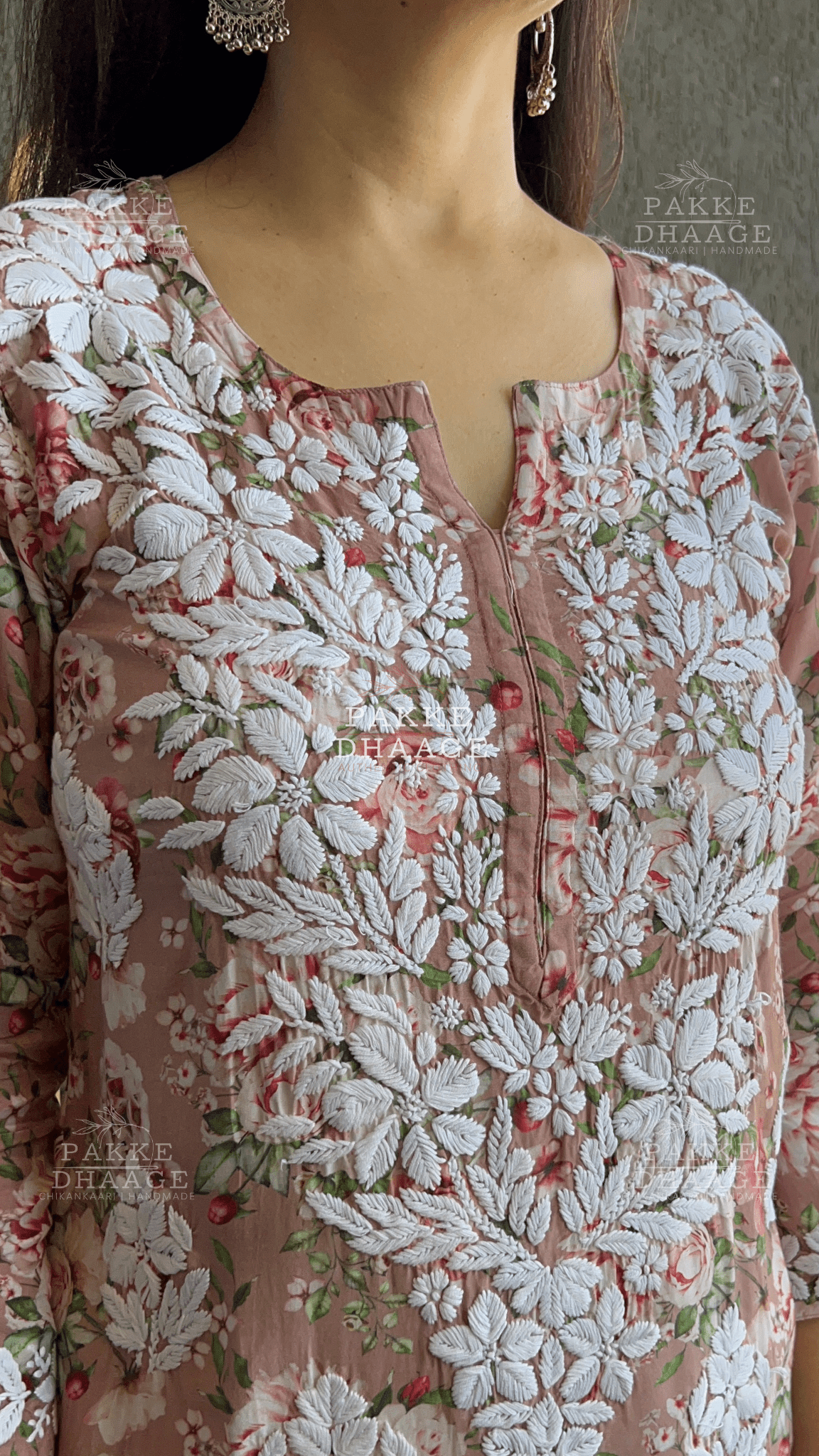Naaz Pure Muslin Silk Kurta - Almond Brown