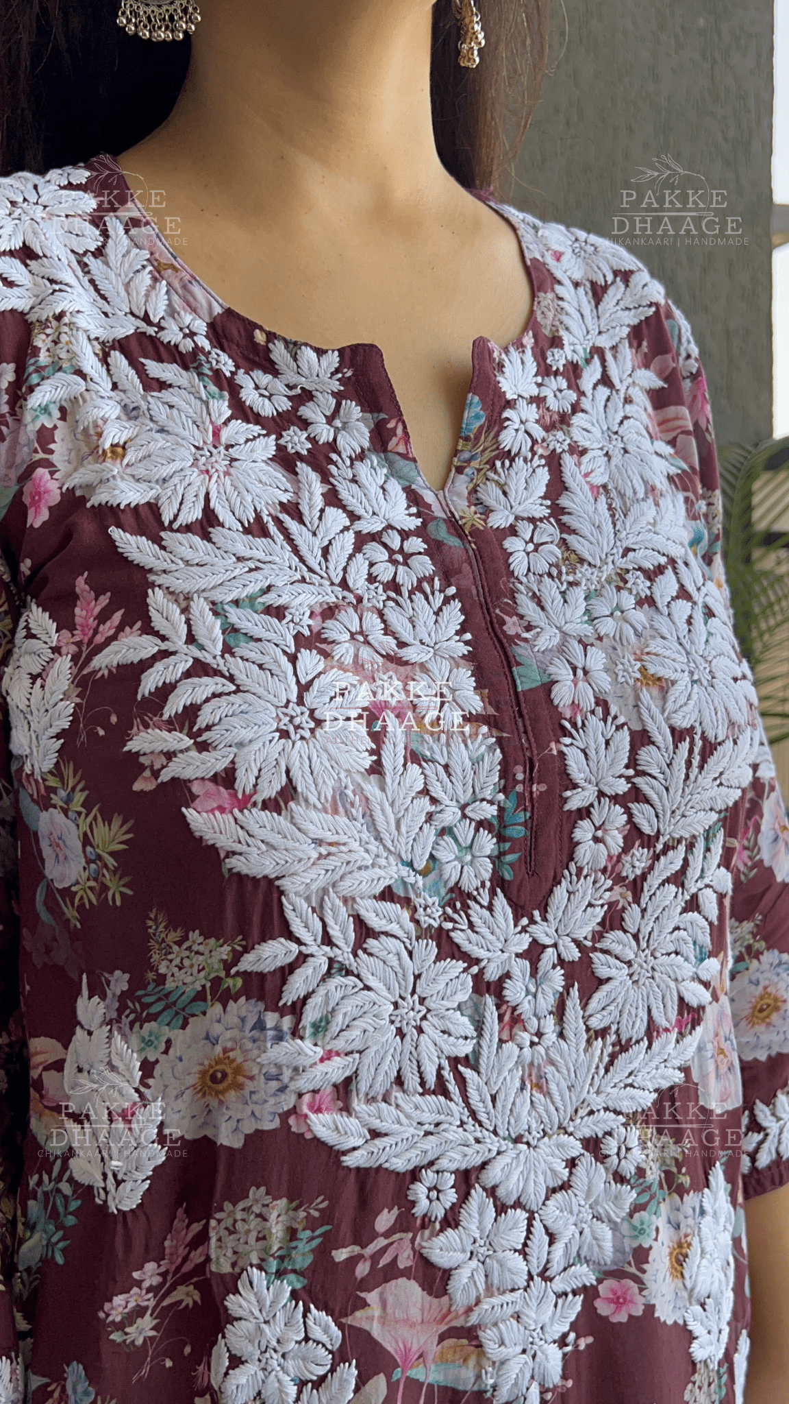 Naaz Pure Muslin Silk Kurta - Persian Plum