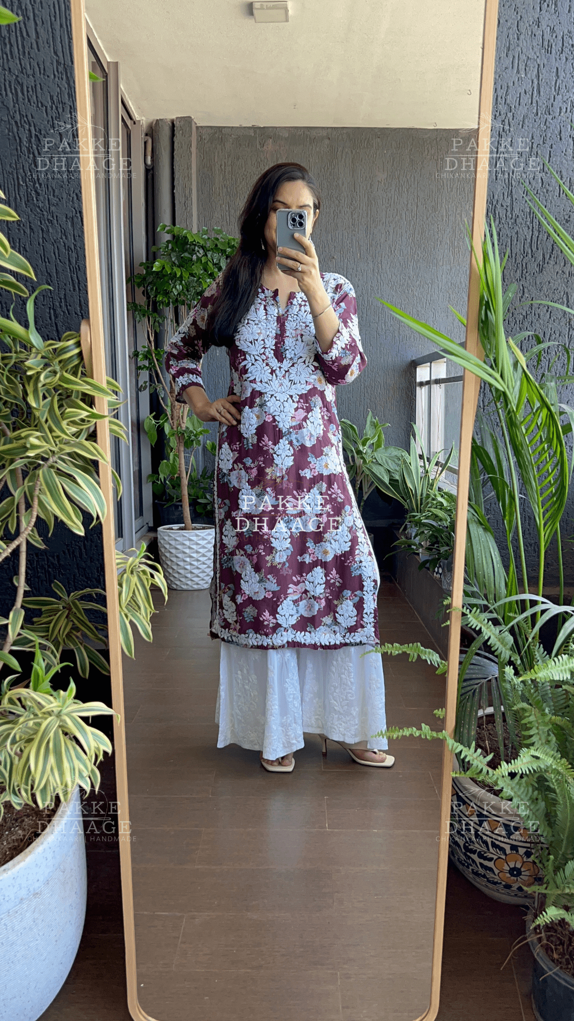 Naaz Pure Muslin Silk Kurta - Persian Plum