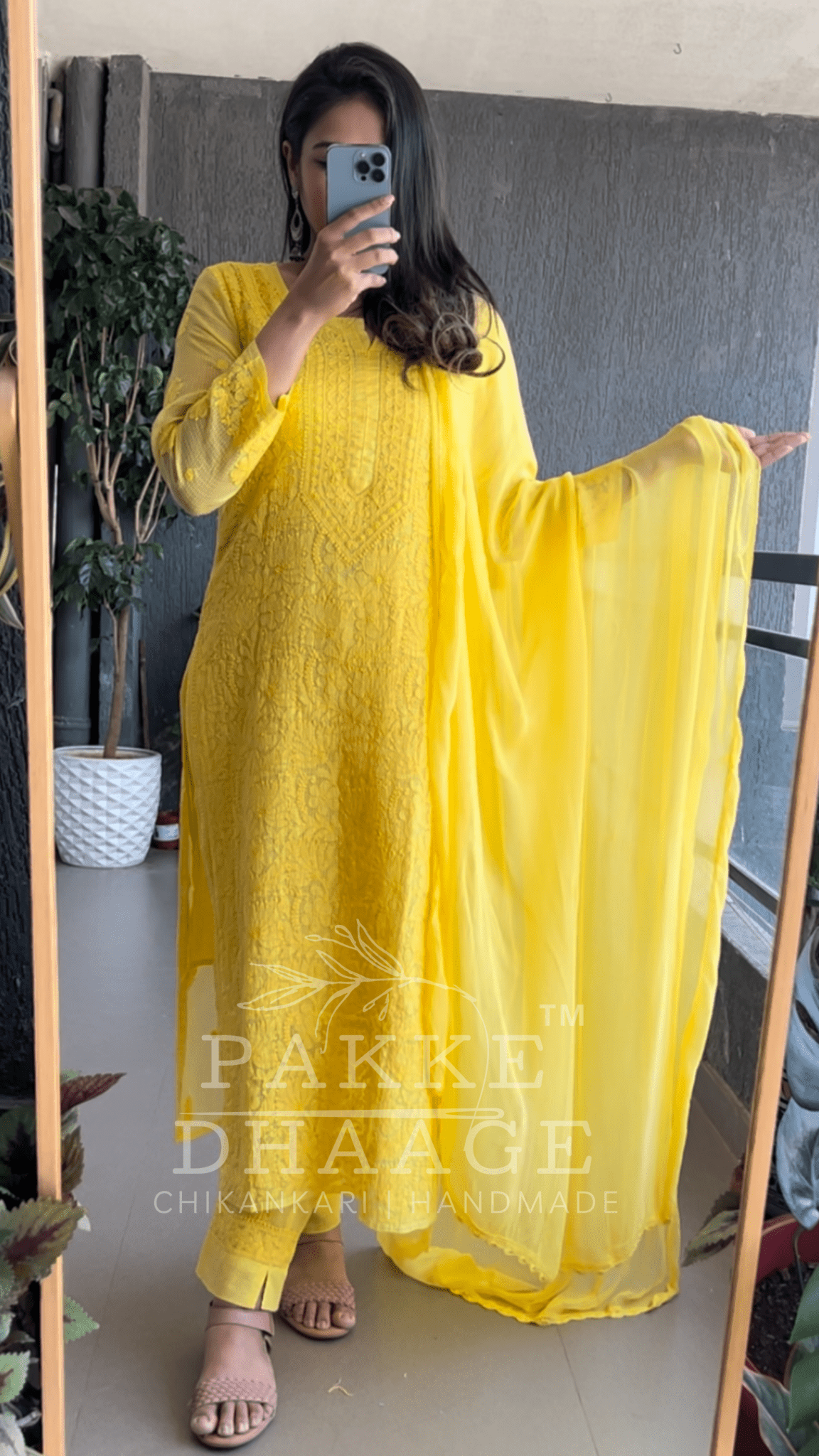 Nazia Pure Kota Doria Chikankari Kurta and Kurta Sets - Sunshine Yellow