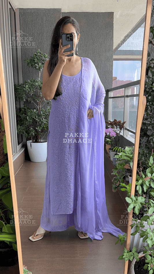 Noor Viscose Georgette Strappy Kurta & Kurta Sets - Lavender