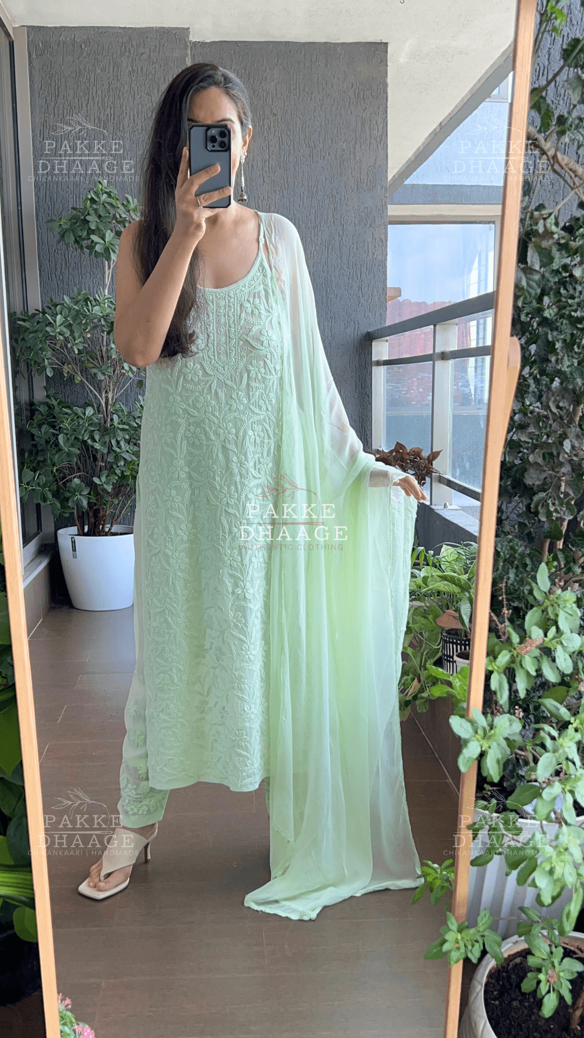Noor Viscose Georgette Strappy Kurta & Kurta Sets - Mint Green