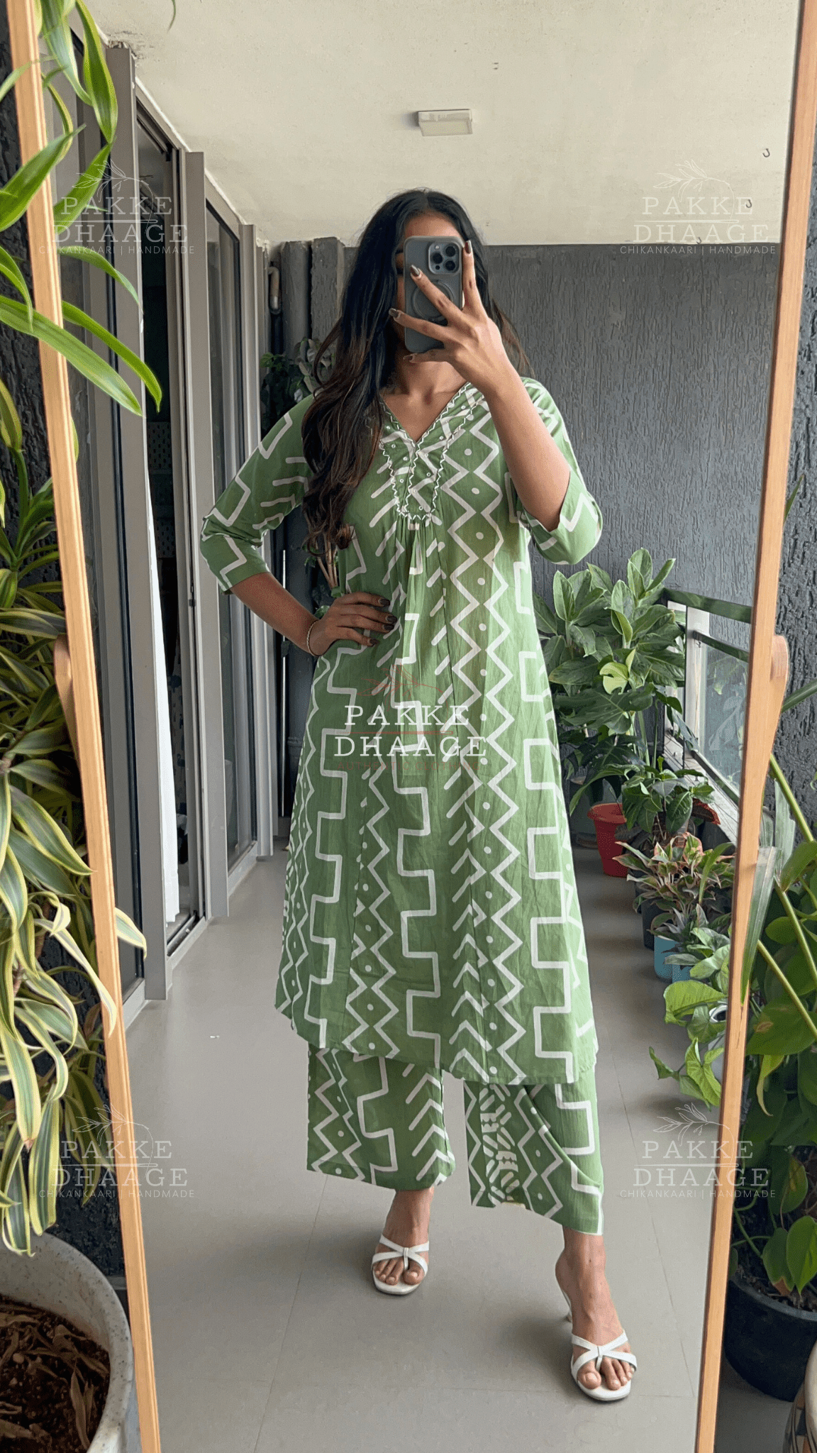 Olive Green Pure Cotton Kurta Palazzo set