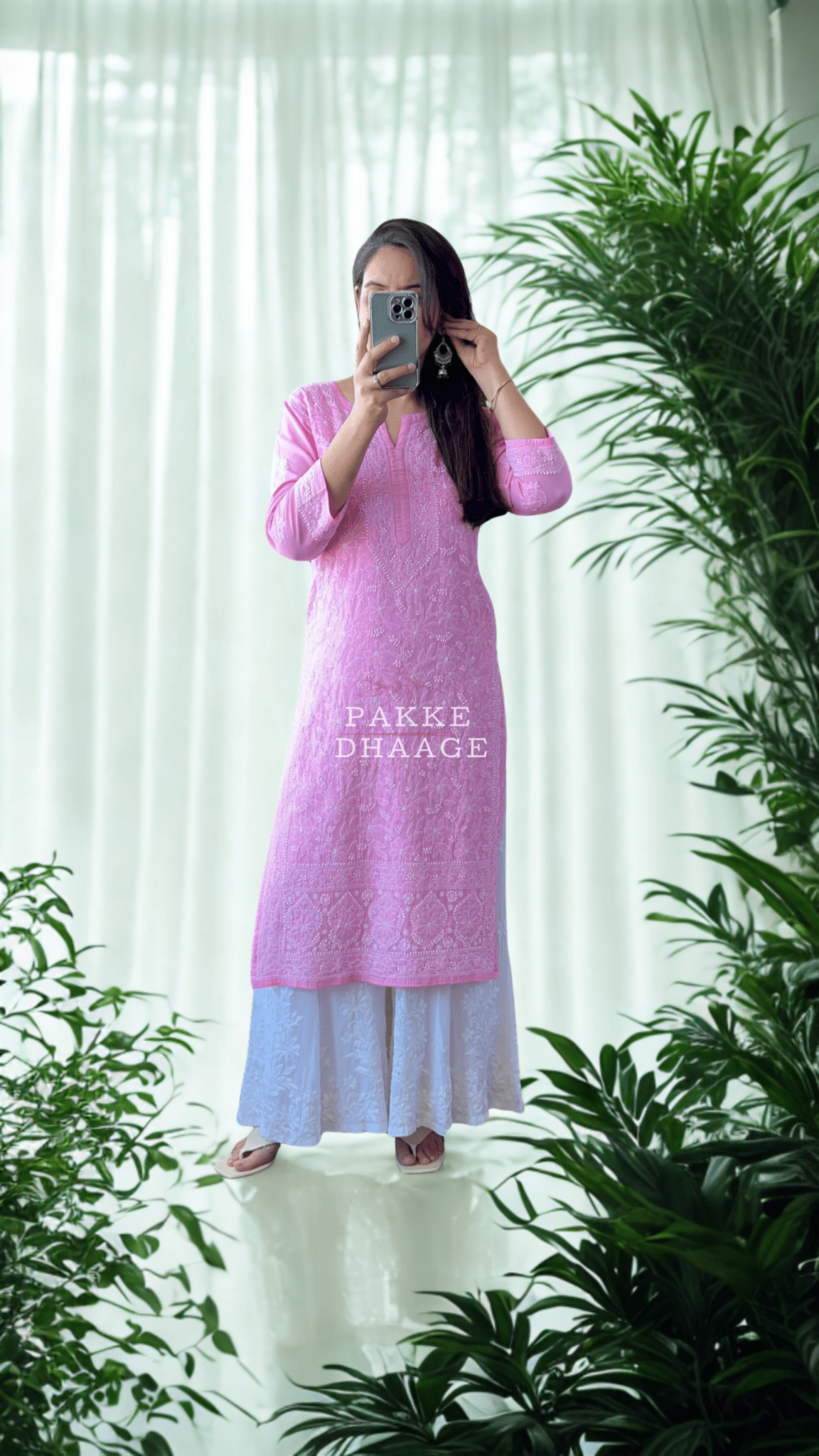 Roohi Pure Mulmul Cotton Kurta - Pink