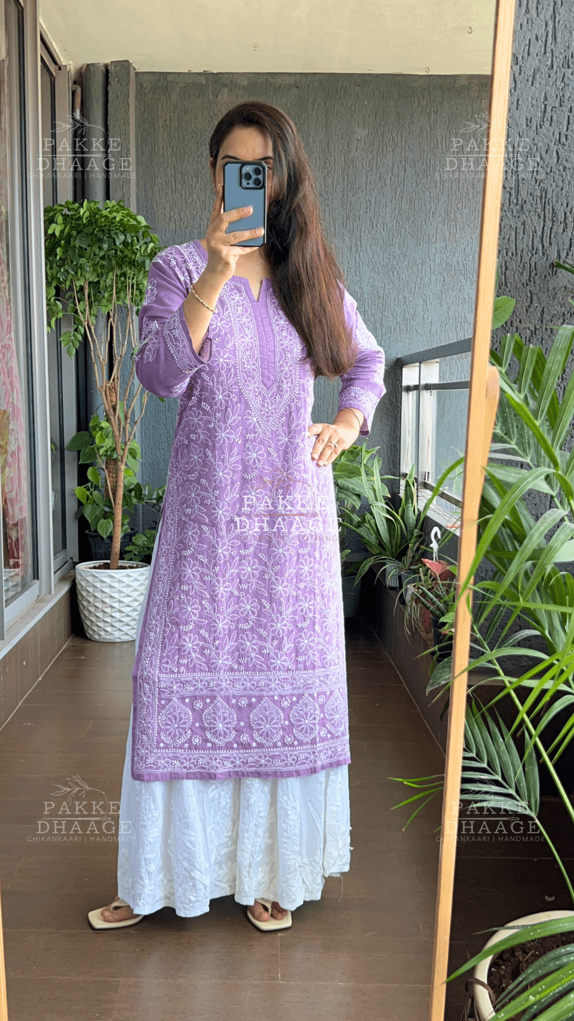 Roohi Pure Mulmul Cotton Kurta - Purple Passion