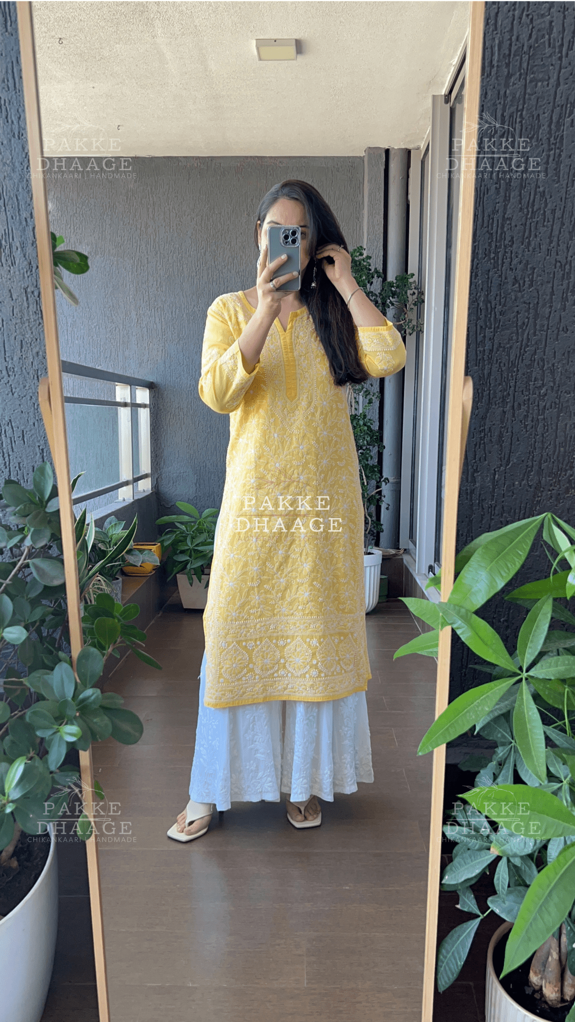 Roohi Pure Mulmul Cotton Kurta - Yellow