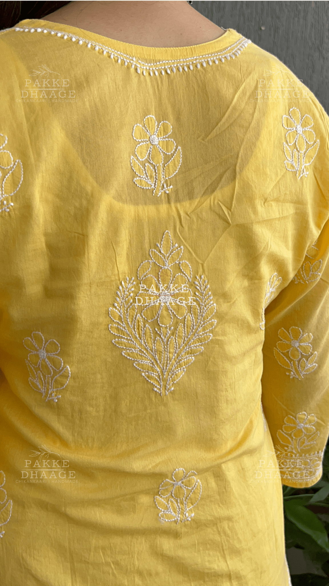 Roohi Pure Mulmul Cotton Kurta - Yellow