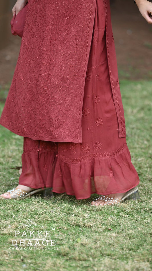 Sahiba Pure Viscose Kurta & Kurta Sets - Terracotta Brown