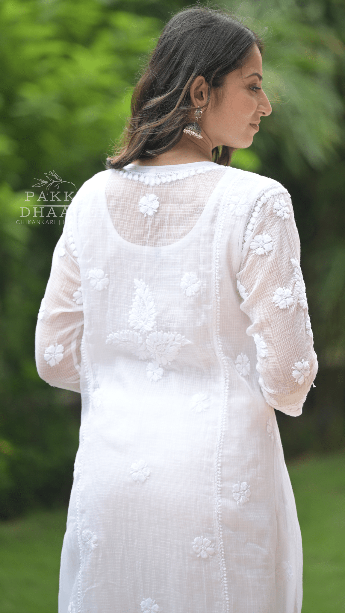 Siya Chikankari Pure Kota Angrakha with Inner - Classic White