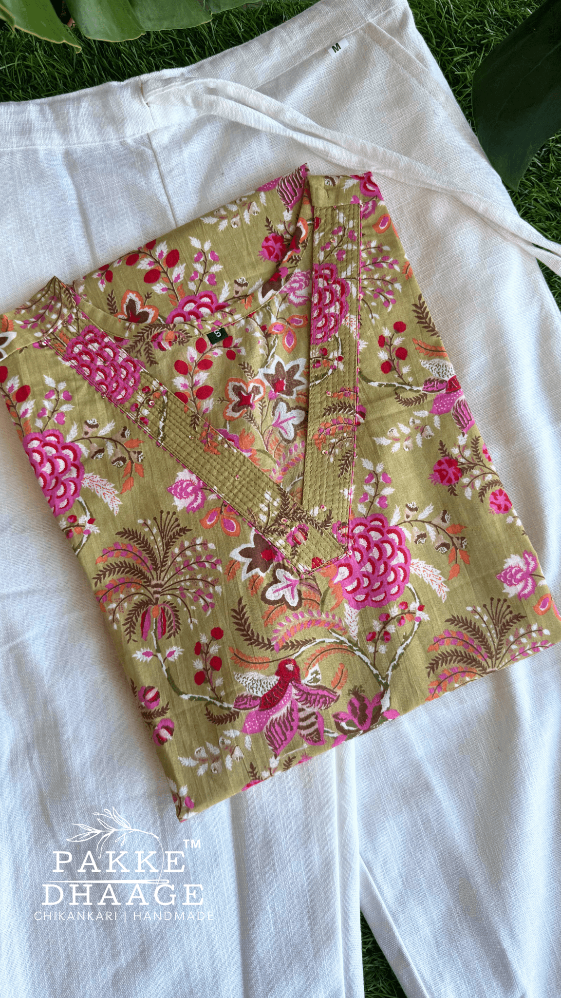 Trisha Pure Cotton Jaipuri Printed Kurti Dessert Green