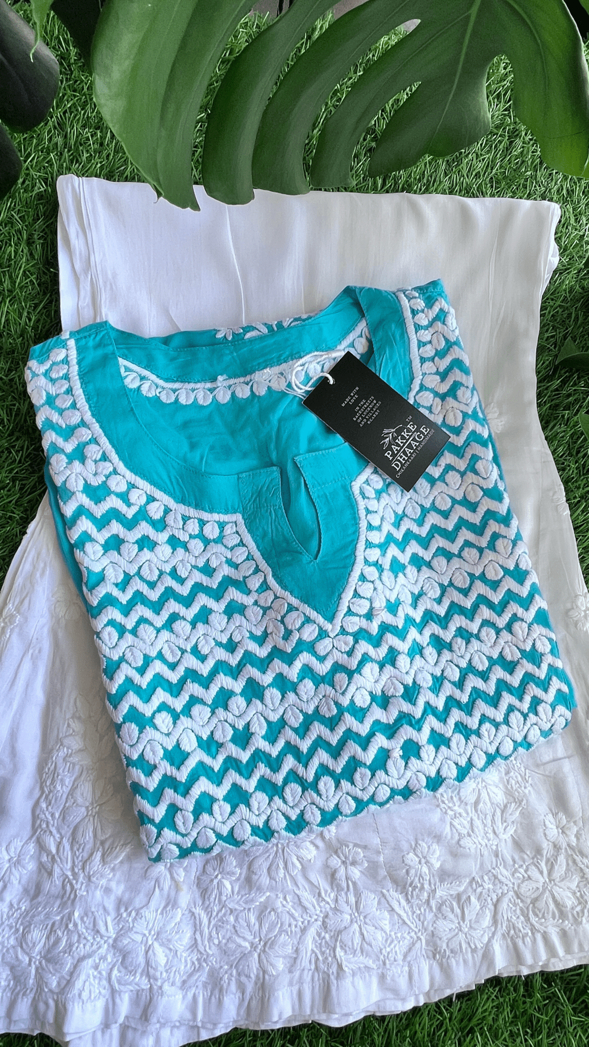 Ziya Chikankari Pure Modal Kurtis Aqua Splash
