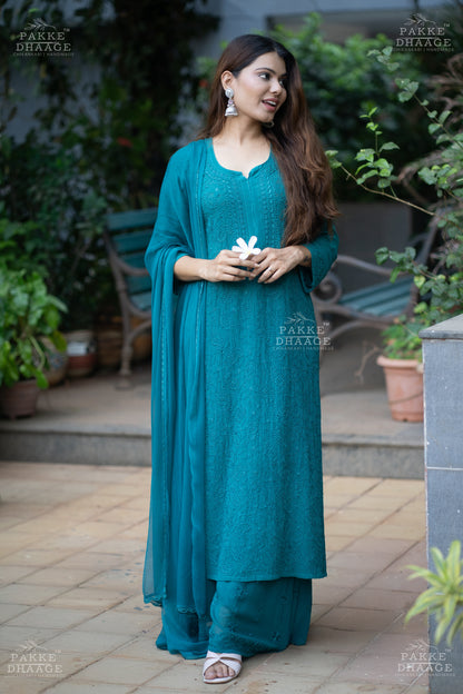 Roohani Pure Viscose Georgette Kurta & Kurta Sets - Peacock Blue