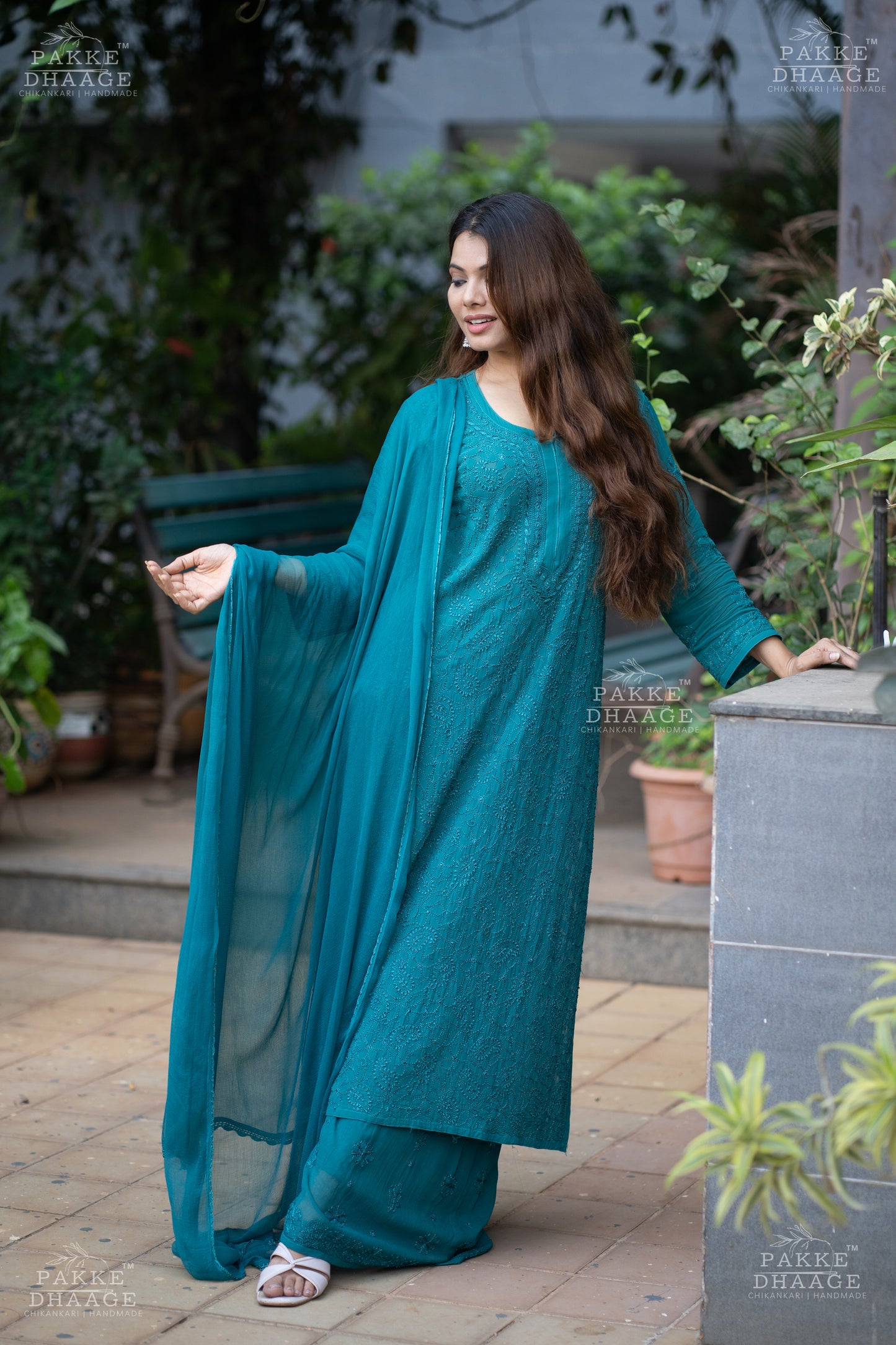 Roohani Pure Viscose Georgette Kurta & Kurta Sets - Peacock Blue