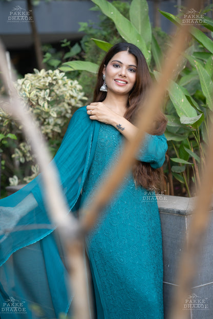 Roohani Pure Viscose Georgette Kurta & Kurta Sets - Peacock Blue