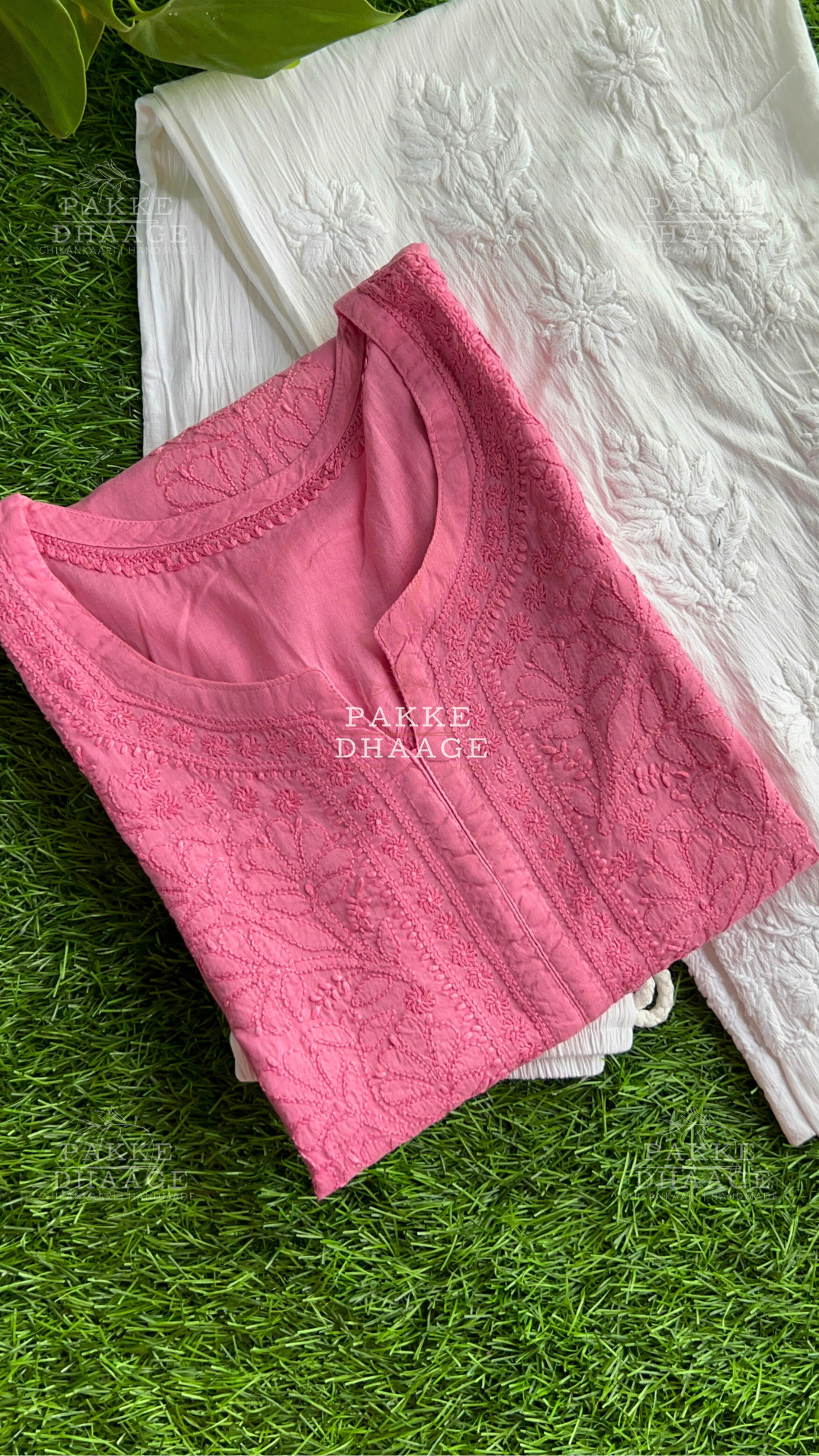 Zarah Pure Mulmul Chikankari Kurta - Dusty Rose Pink