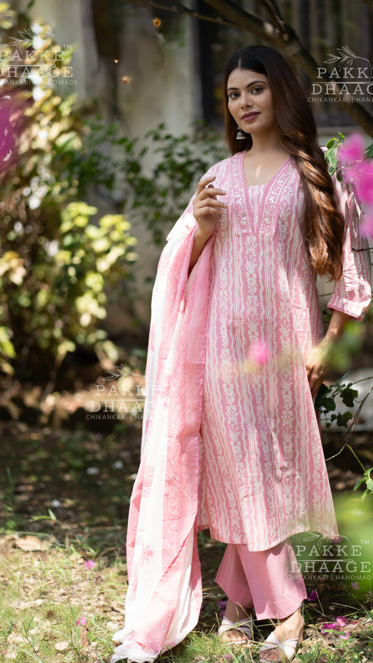 Pink Poetry Pink Waves Kurta Set