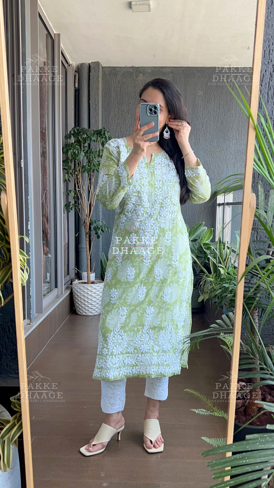 Gulnar Printed Mulmul Kurta - Green