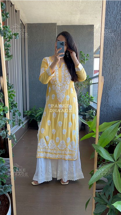Aaliya Pure Modal Kurta - Sunshine Yellow