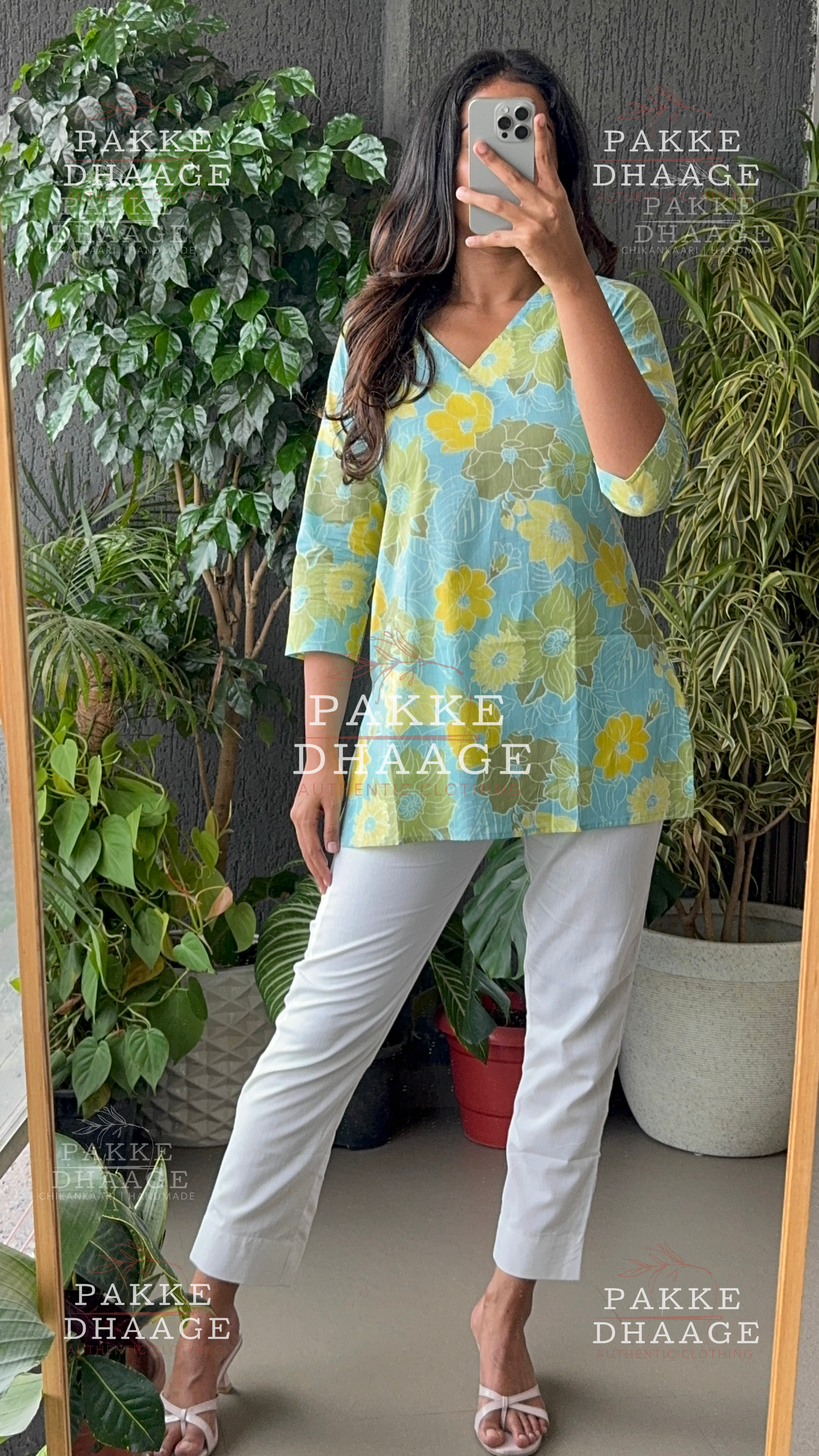 Print Poetry Pure Cotton Short Kurtis - Floral Bloom