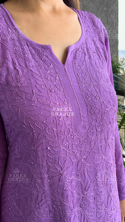Roohani Georgette Kurta & Kurta Sets - Purple Hearts