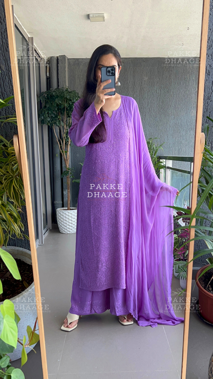 Roohani Georgette Kurta & Kurta Sets - Purple Hearts