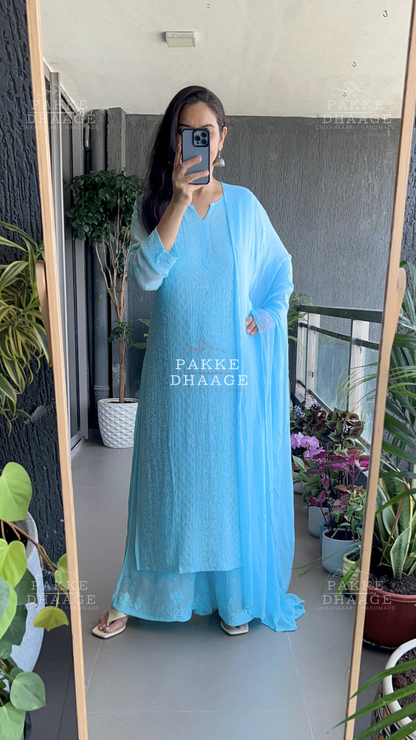 Roohani Georgette Kurta & Kurta Sets - Blue Sky