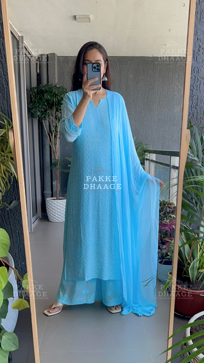 Roohani Georgette Kurta & Kurta Sets - Blue Sky