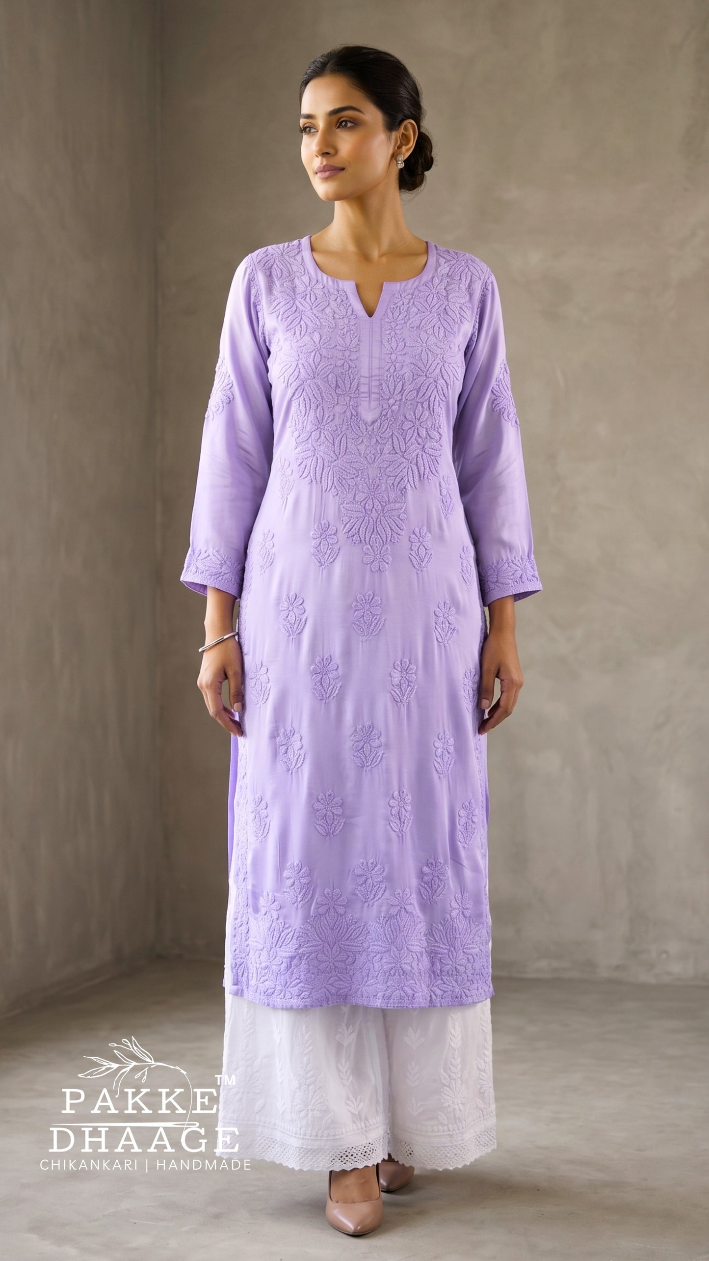 Yalina Pure Modal Satin Kurtis Lilac